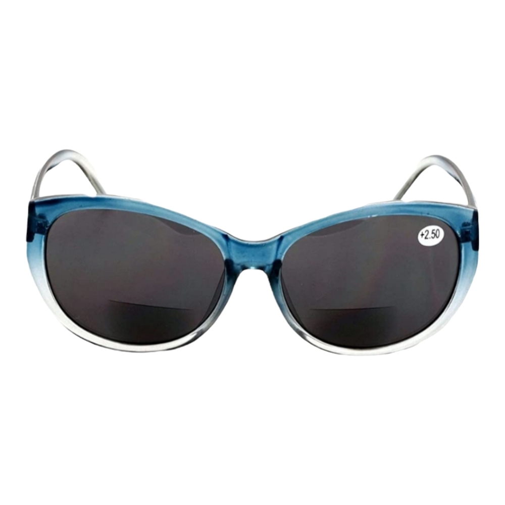 🟢 Tinted Reading Glasses - Bifocal - Vintage Cateye Oval Shape - Blue